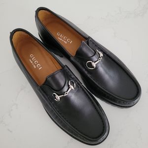 NEW Gucci Classic Leather Horsebit Chunky Loafers Drivers Lug Sole Rubber Mens 8